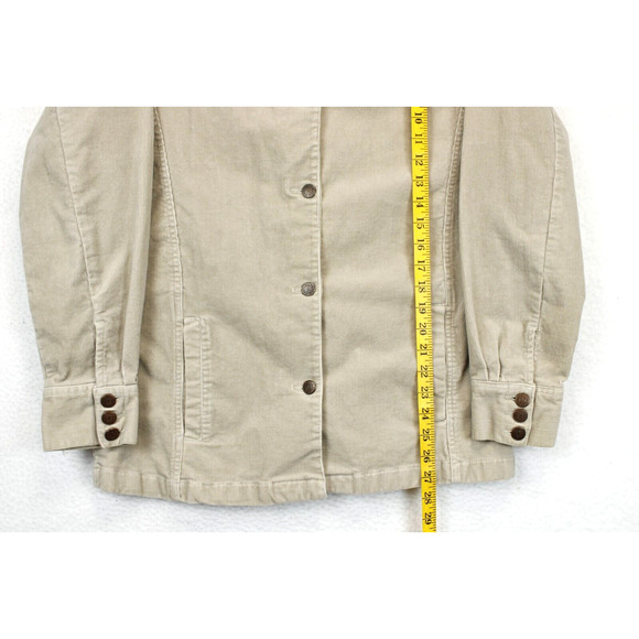 Bill Blass Women Corduroy Blazer Jacket Size L Stretch Cream Button Front Pocket - Picture 7 of 13